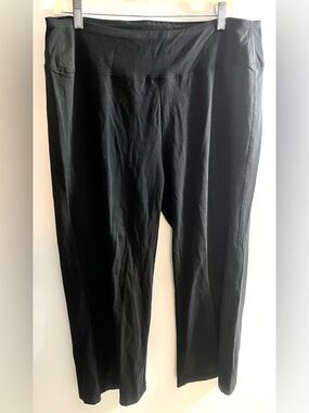Woman Within Black Pull-On Knit Pants Size 18/20 Petite Stretch Straight Leg